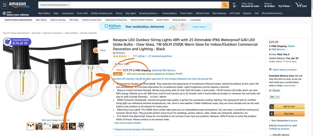 Amazon Coupon on Product Detail Page | Amify