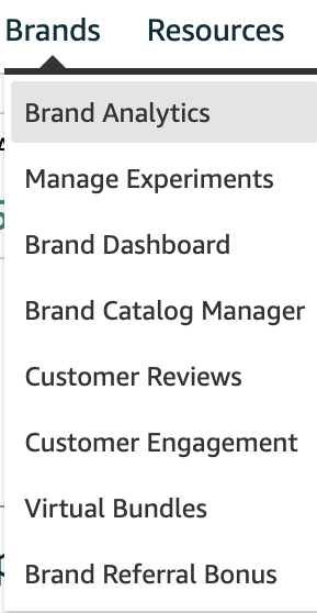 Brand analytics Navigation menu